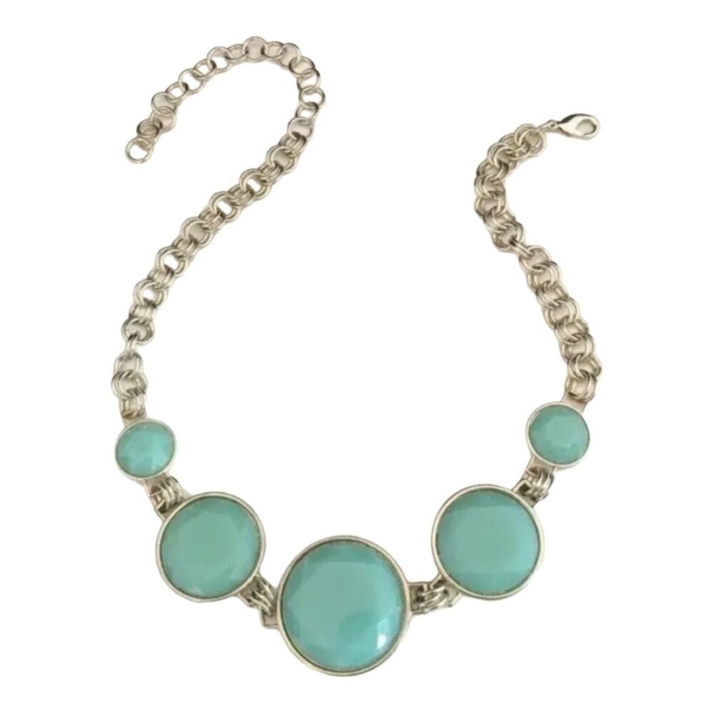 Boutique Statement Necklace Gold Faceted Green Beads - 2E